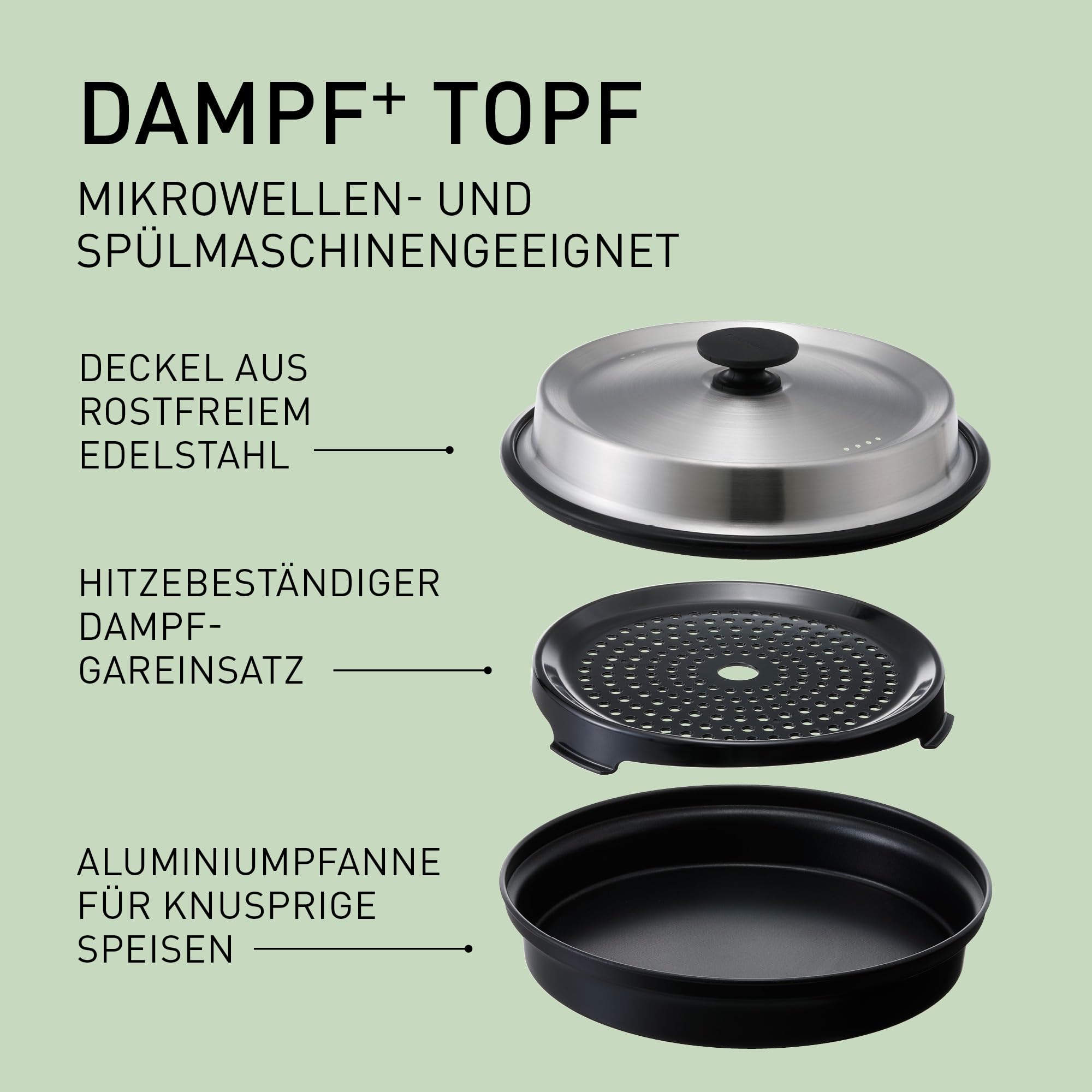 Panasonic NN-GD38QSEPG 29L Grill-Mikrowelle mit Steam+ Pot, 1000 W, automatisches Auftauen, Kombinationsgaren, Timer, Schwarz & Edelstahl
