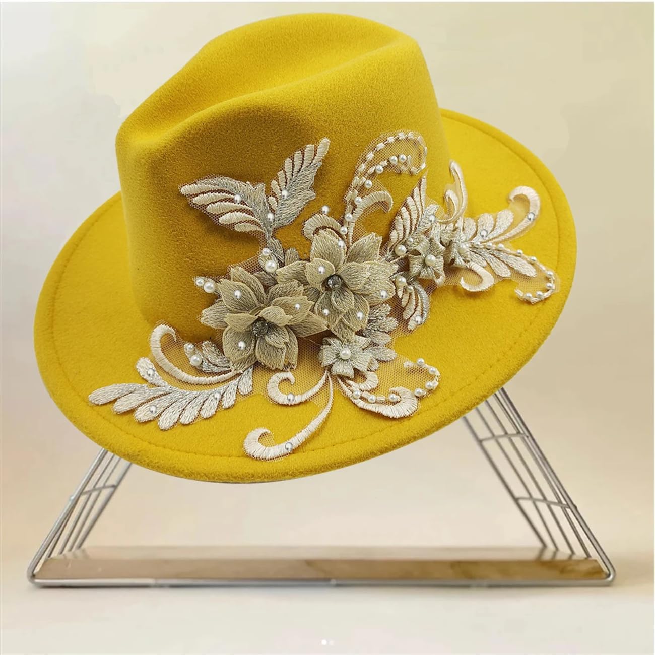 Francese Elegante Fiore Accessori Donna Wedding Hat Moda Fedora Panama Feltro Cap