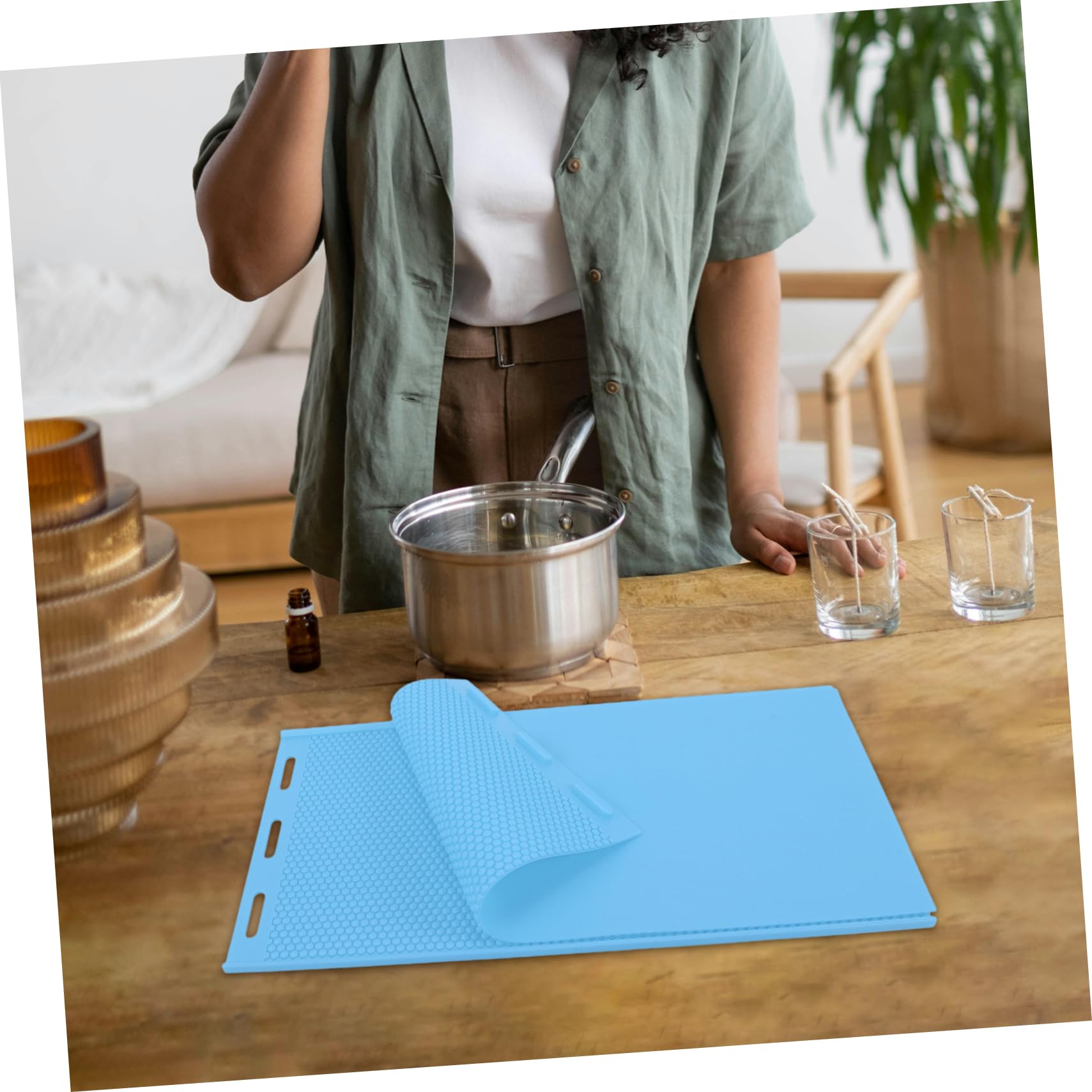 TEHAUX Stampo in Silicone Blu per Fogli di Cera d Api, Multifunzione, Facile da Trasportare, per Apicoltura e Fai da Te