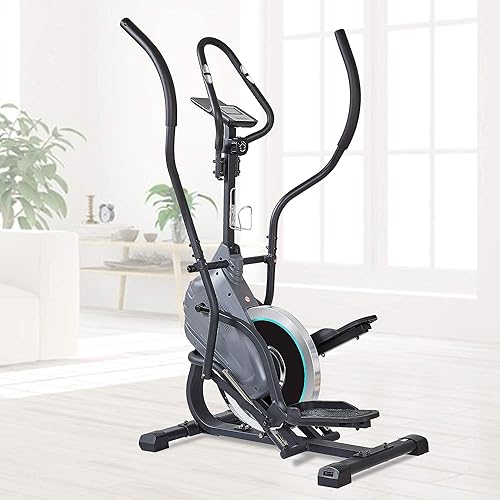 Miniatura 7 de Elíptico Cross Trainer 2 en 1 máquina de ejercicios de escalonamiento cardiovascular con volante magnético, 3 piezas de manivela y monitor LCD, 220