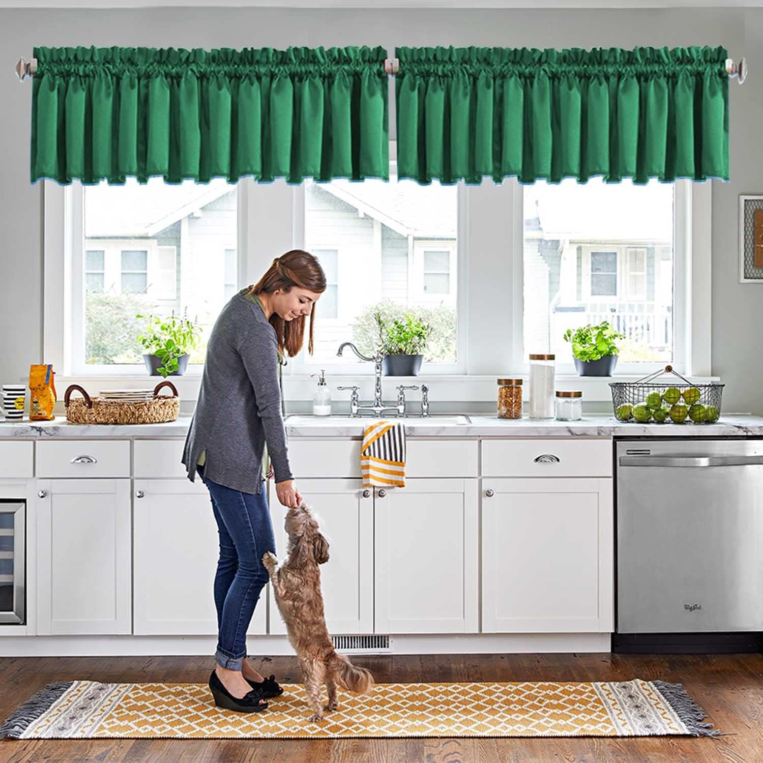 Ladity Hunter Green Valances for Bedroom Living Room