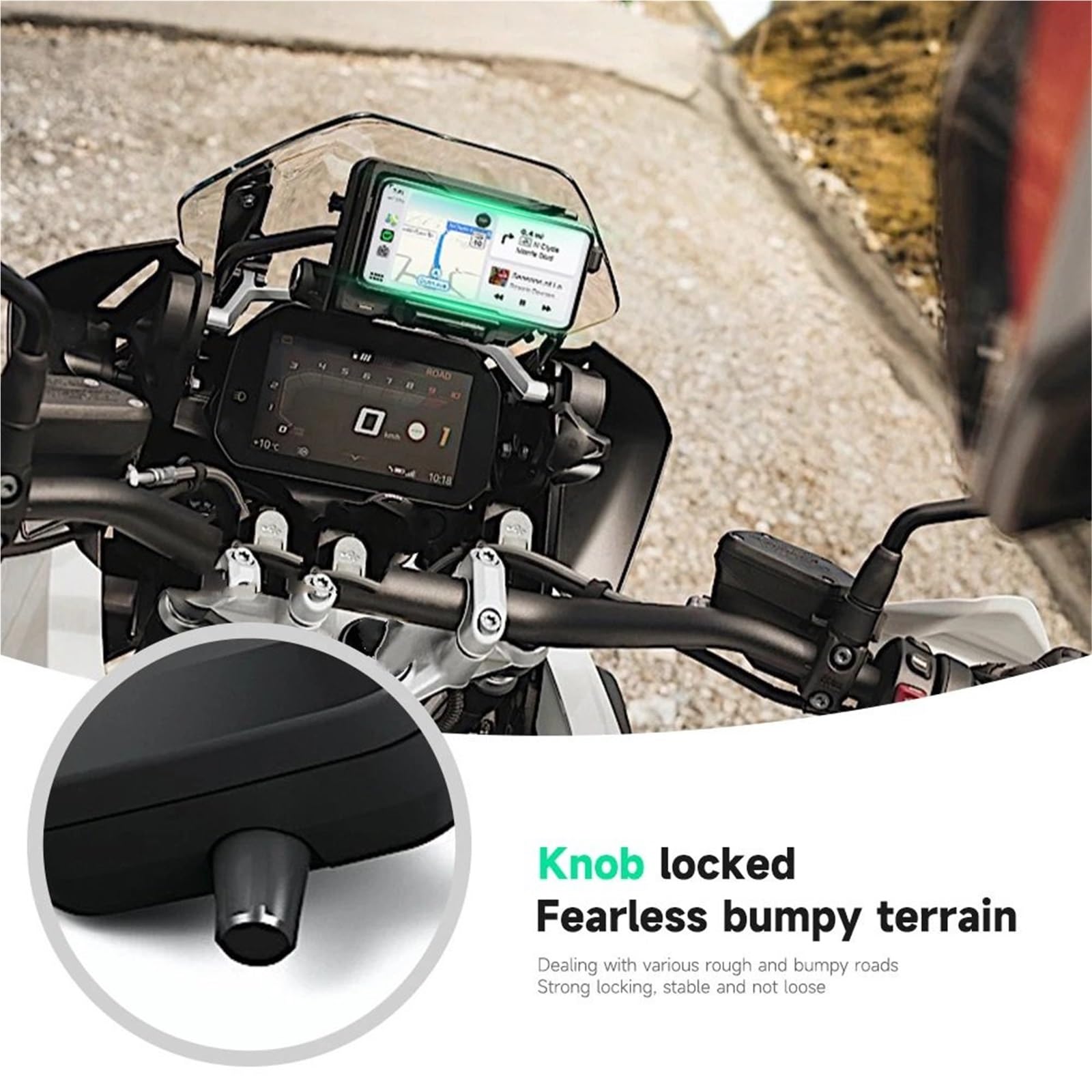 Motocyklowy uchwyt do nawigacji Pasuje do BMW R1300 R1250 R1200 F850 F750 GS ADV Bezprzewodowy stojak na nawigację mobilną do motocykla Uchwyt na telefon(Wireless- Black Line)