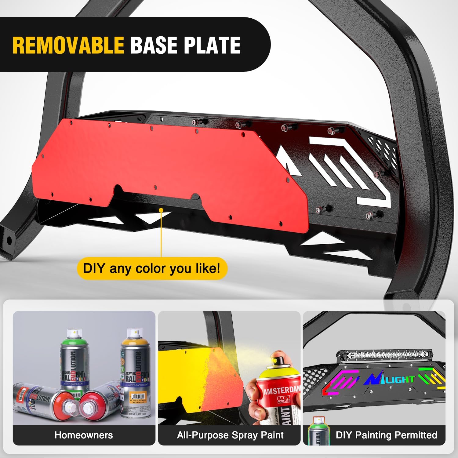 Nilight Bull Bar with Light fits 2016-2022 Honda Pilot, 2017-2024 Ridgeline, 2018-2020 Odyssey, 2017-2022 Passport, 2014-2020 Acura MDX Front Bumper Grille Brush Guard w/Skid Plate Licence Plate Hole