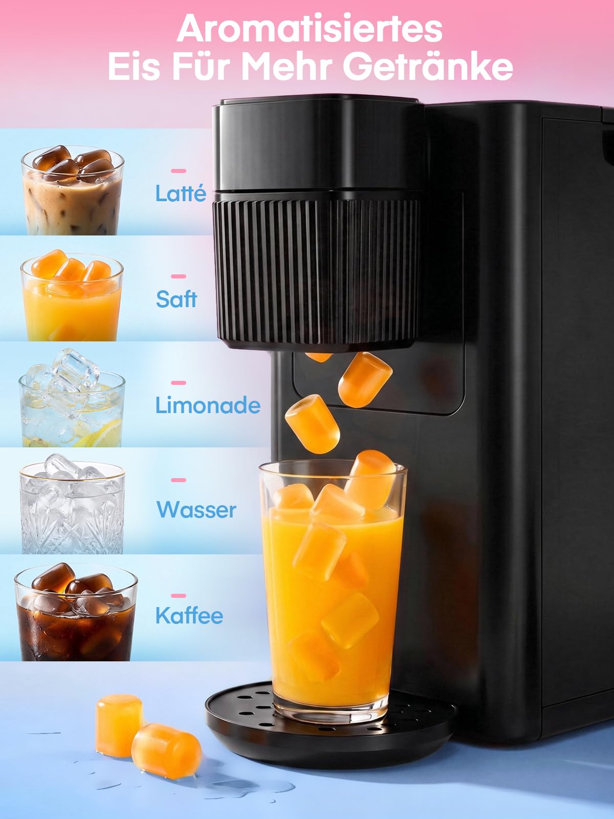FOHERE Eiswürfelmaschine für Geschmack, Jedes Getränk zu Eiswürfeln, 5 Eiswürfel in 5 Min, 11 KG in 24 H, Tragbare Eiswürfelbereiter mit Bullet-Eis für Küche, Zuhause, Camping und Party