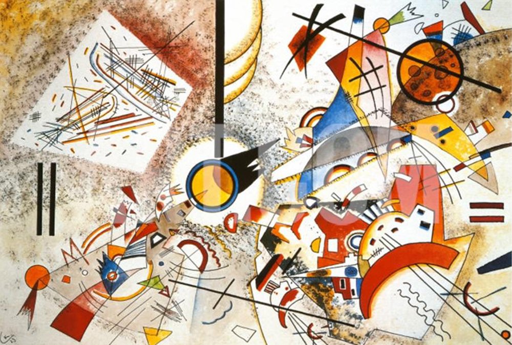 Bustling Aquarelle 1923 par Wassily Kandinsky grand format avec cadre marron