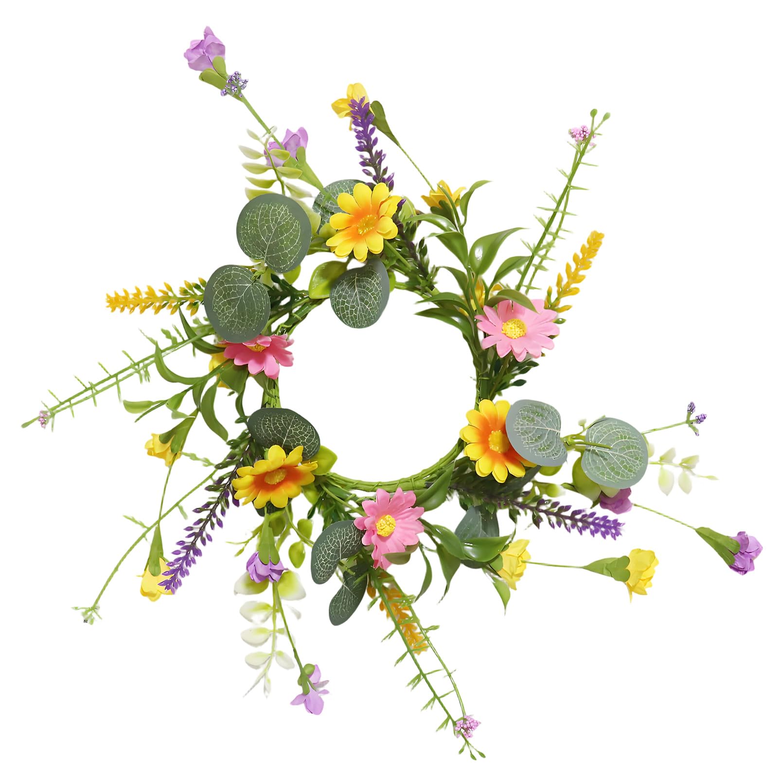 Artificial Floral Wreaths Rings Wreaths Pillar Holder for Home Wedding Centerpiece Kitchen Cabinet Swag Wreath Wreath Pillar Holder