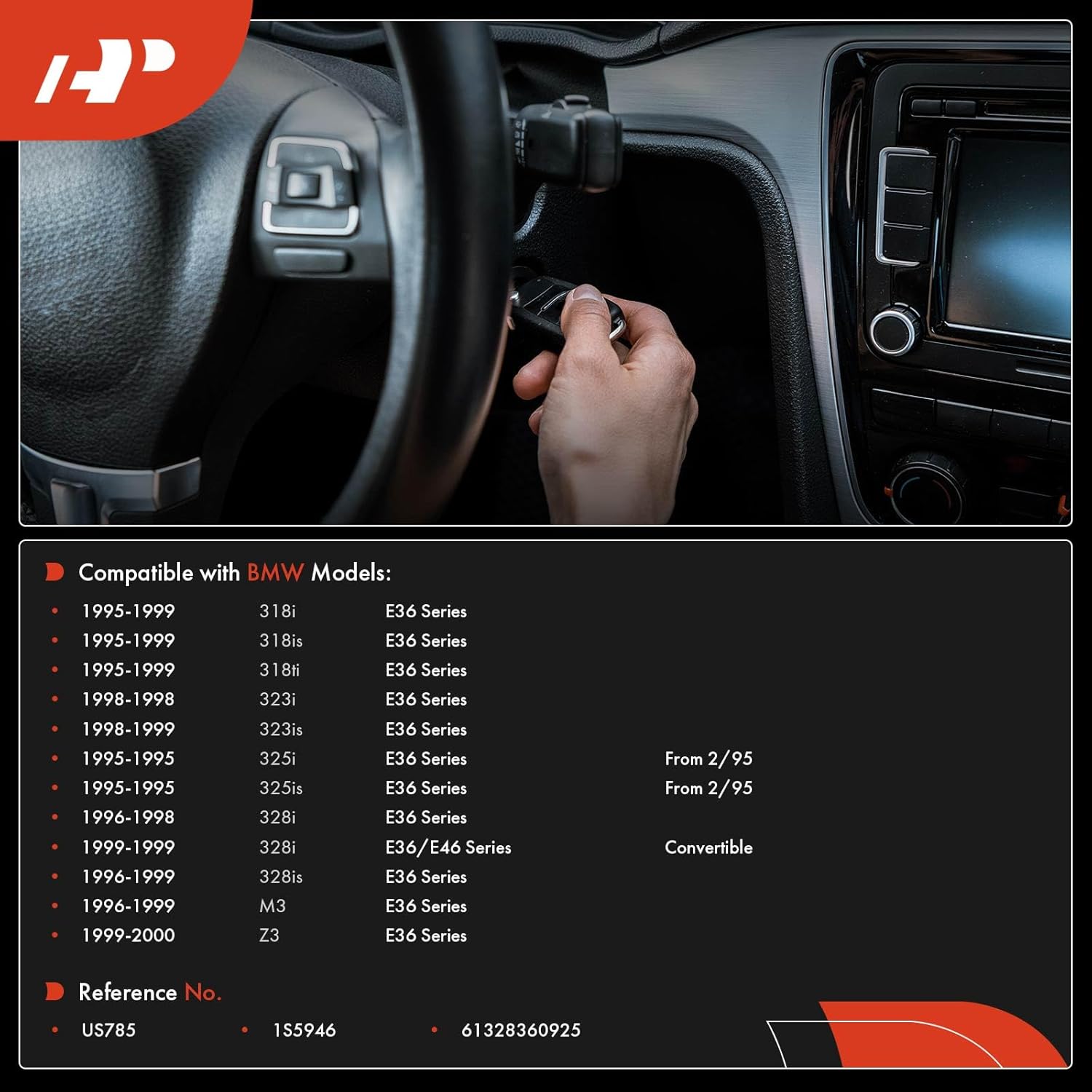 A-Premium 6 Blades Ignition Starter Switch Compatible with BMW 318i 318is 318ti 1995-1999, 323i 1998, 323is 1998-1999, 325i 325is 1995, 328i 1996-1998, 328i 1999, 328is M3 1996-1999, Z3 1999-2000