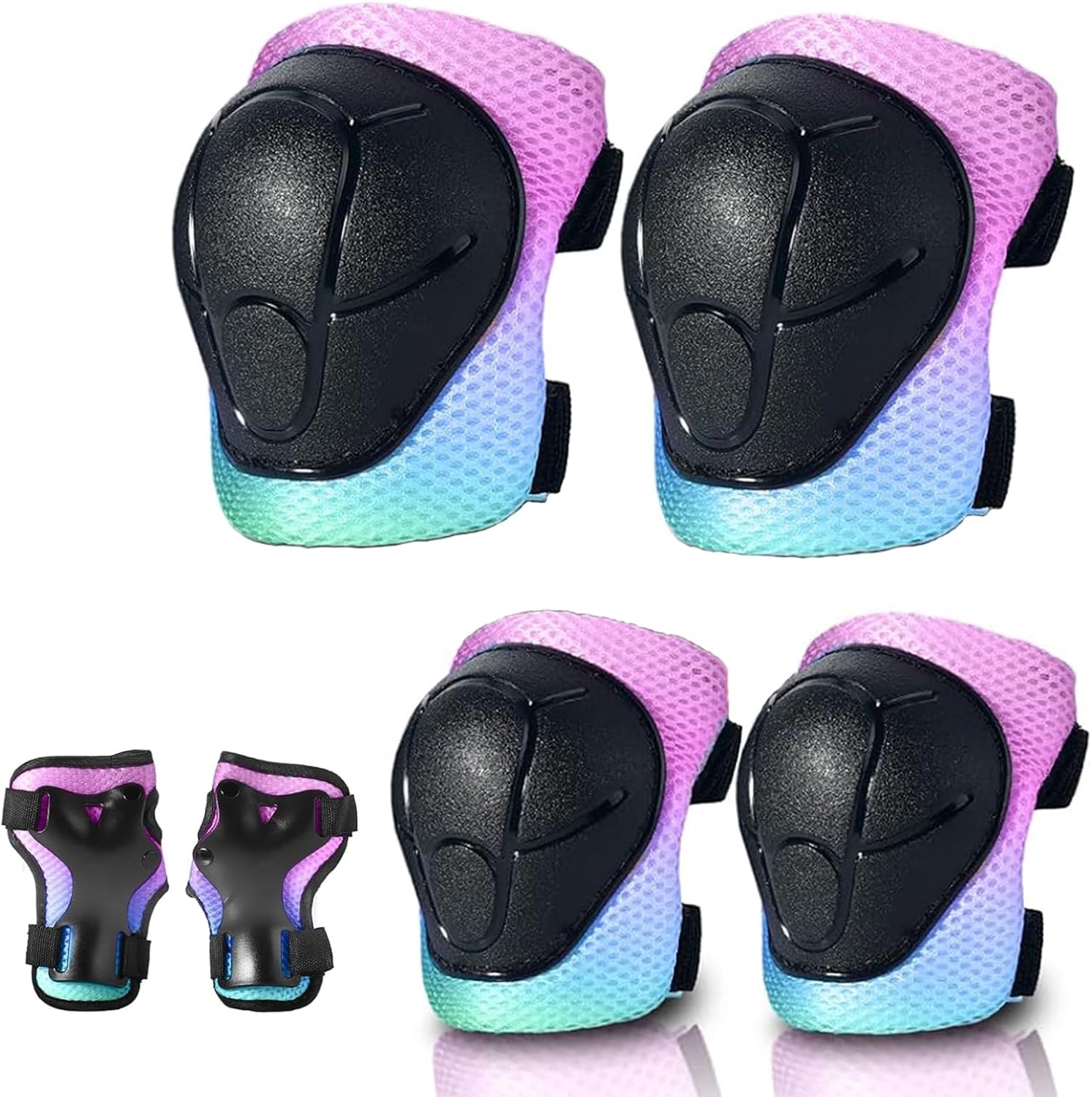 Gradient Color Kids Protective Gear Set Knee Pads for Kids 2-14 Years & Kids/Toddler Bike Helmet for 1-2-3-5-8-14 Years Boys Girls