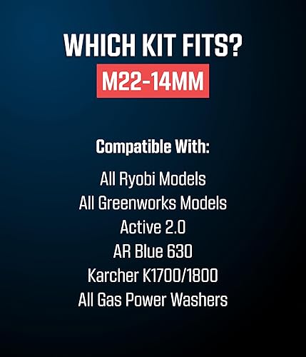 Miniatura 2 de McKillans Kit de conexión rápida para lavadora a presión M22-0.551 in, M22-0.551 in a 38" macho hembra Kit de desconexión rápida para lavadora