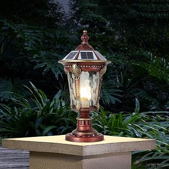 Solar Outdoor Column Lights External Fence Solar Post Cap Light IP65 Waterproof Pillar Lights Fixture Tri Color Dimming Garden Patio Landscape Lighting Aluminium Drivewa Column Cap Lamp