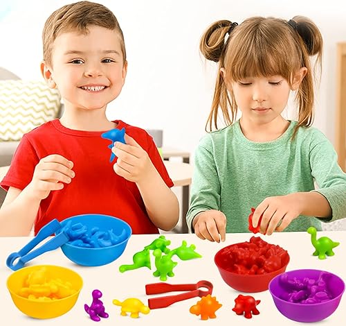 Miniatura 7 de Juguetes para contar dinosaurios, juego a juego con cuencos de clasificación, actividades de aprendizaje preescolar, juguetes sensoriales Montessori