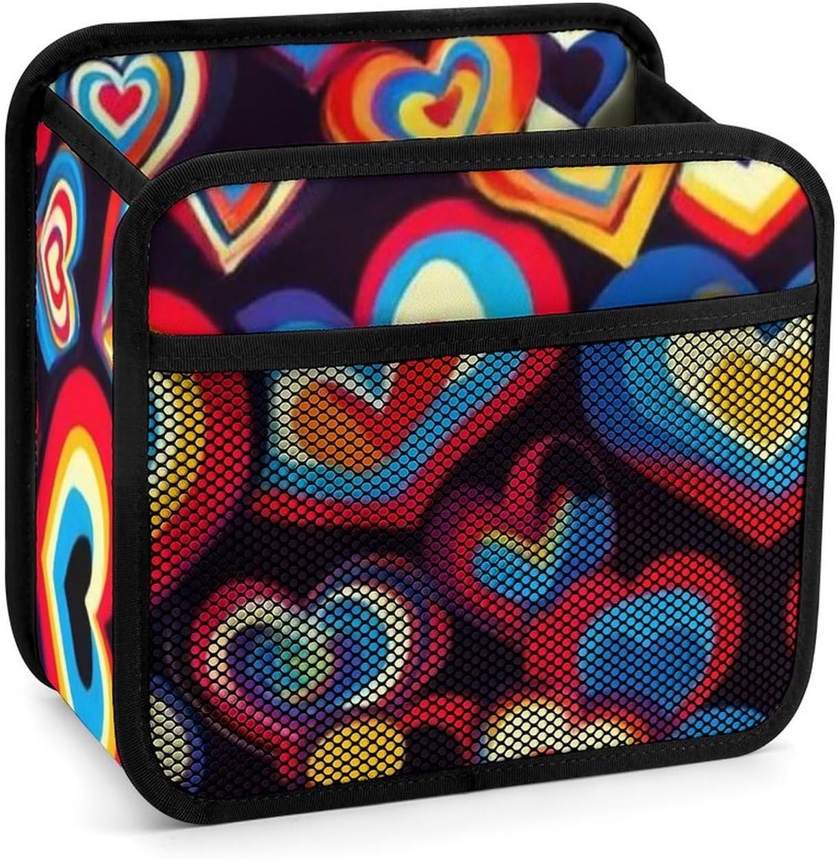 Large Hanging Storage Box Car Seat Storage Organizer Bag With Mesh Pocket Tie Dye Trippy Love Heart