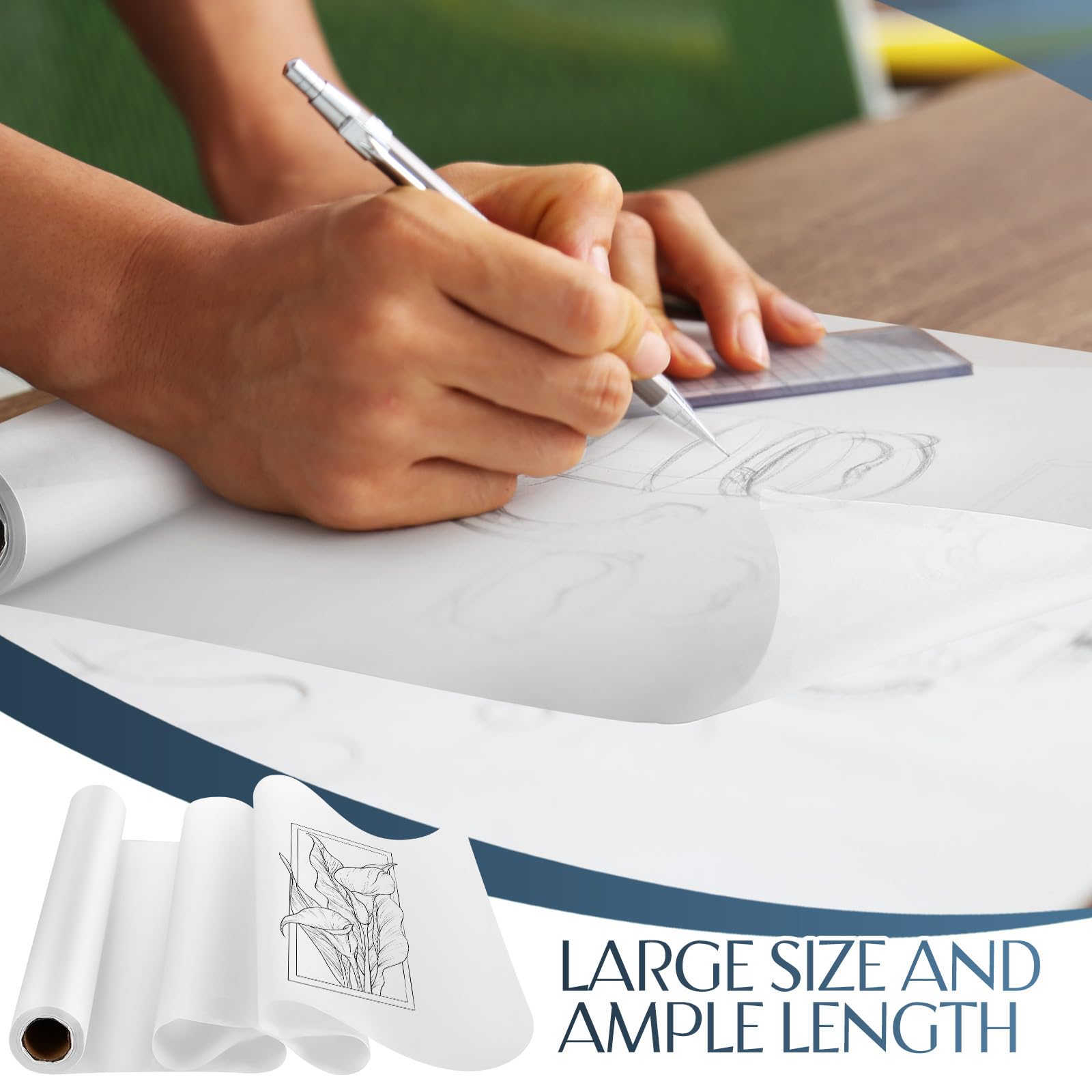ORFOFE Papier Calque Haute Transparence pour Dessin Calligraphie et Esquisse Papier à Tracer Multi Usage pour Artistes