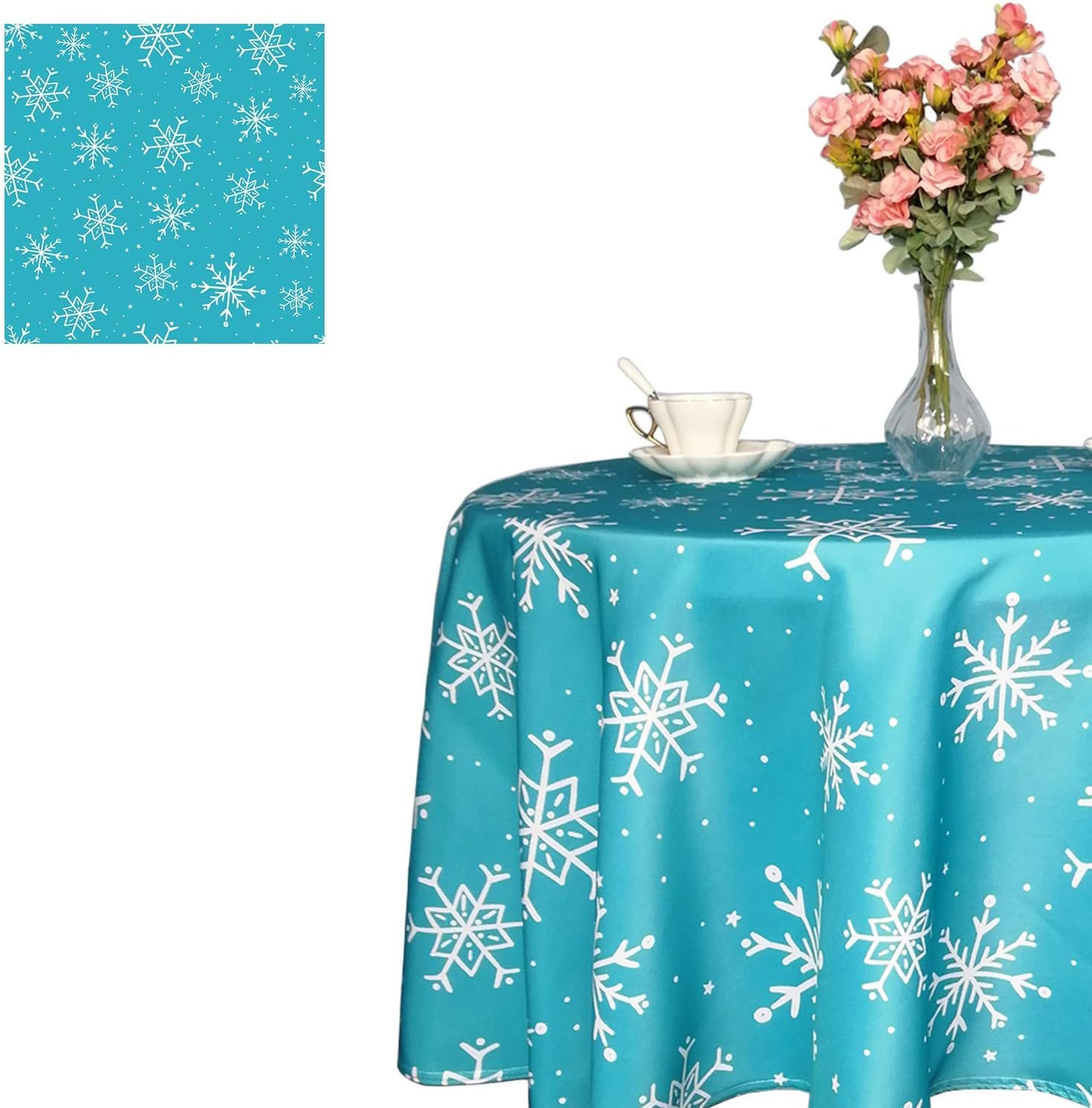 WedDecor Christmas Table Cloth Round Polyester Tablecloth with