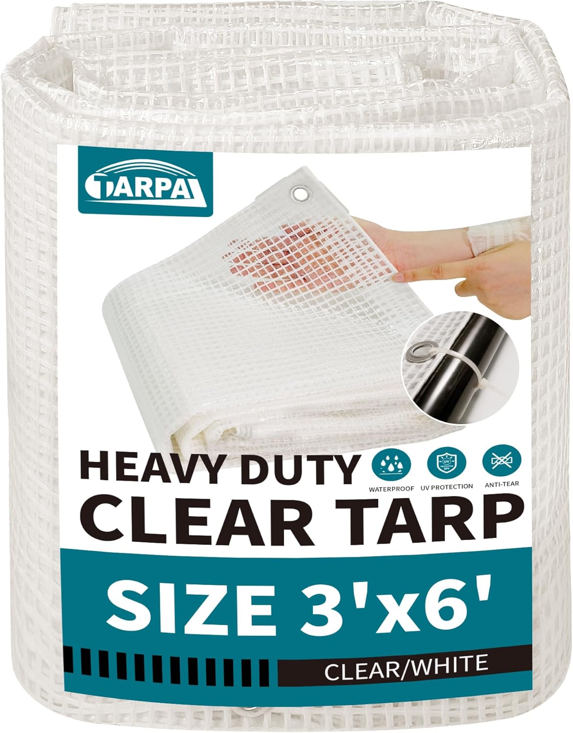 Heavy-Duty 3’x6′ Clear Waterproof Tarp with Grommets for Greenhouses
