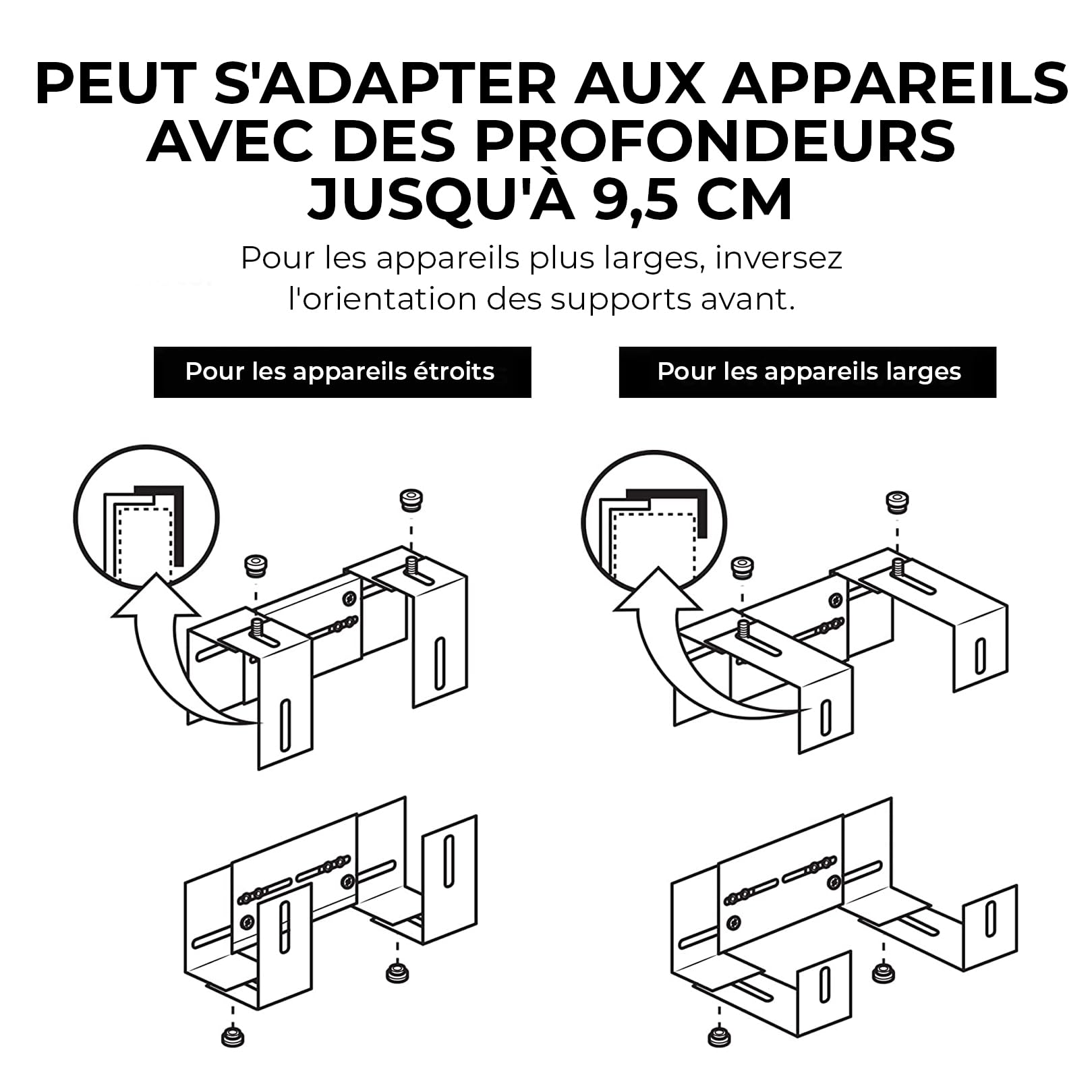 HumanCentric Support Mural réglable pour appareils | Lecteurs DVD, boîtes de câble, récepteurs, décodeurs et Autres équipements A/V | Breveté