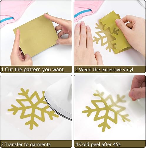 Miniatura 6 de HTVRONT Rollos de vinilo HTV de transferencia de calor vinilo HTV plateado de 12 pulgadas x 15 pies para camisas vinilo para planchar para todas las