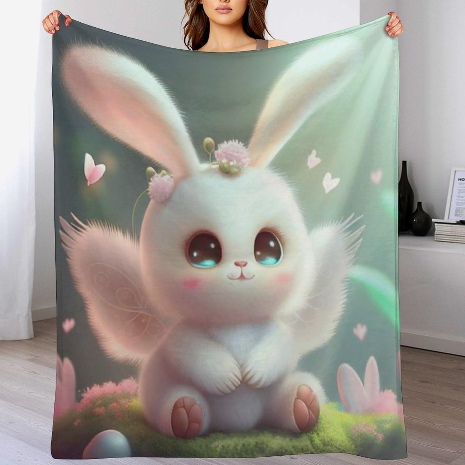 Plaid couverture polaire lapin mignon pour éliminer les frissons sur votre sofa et lit