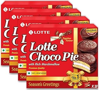 Lotte Choco Pie 504gm 18pcs Value pack, (Pack of 4)
