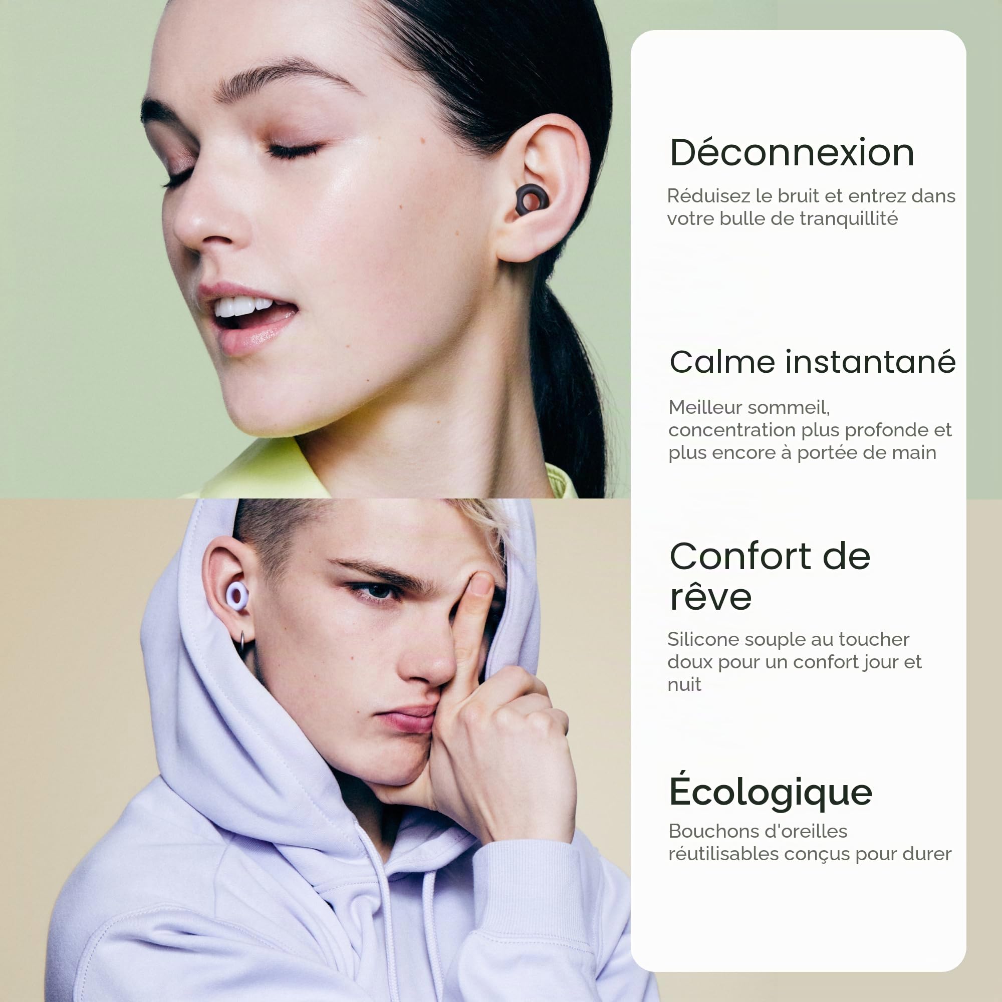 Loop Earplugs, coffret Quiet (lot de deux) – 2x Loop Quiet 2 | Bouchons d’oreille souples et réutilisables pour le sommeil, la concentration, les voyages et la sensibilité au bruit | Taille ajustable,