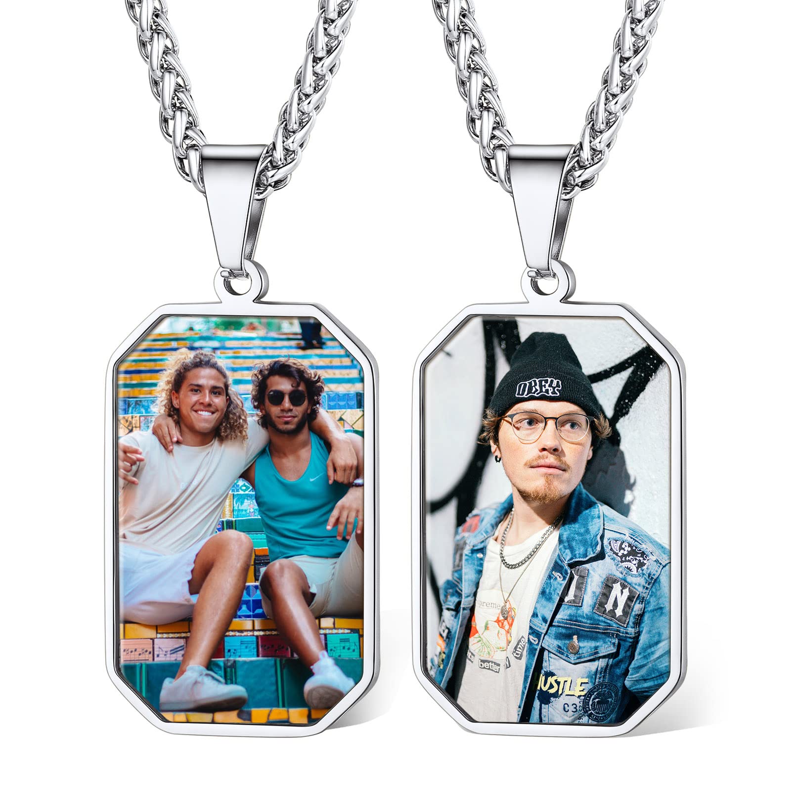 Custom4UColgante Chapa con Foto Personalizada Acero Inoxidable 316L Hombre Regalo DIY Cumpleaños Joyería Conmemorativa