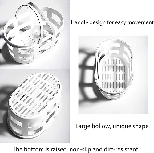 Miniatura 5 de Paquete de 2 cestas de plástico portátil con asa, organizador de almacenamiento para baño, despensa, cocina, dormitorio universitario, 12 x 7.4 x
