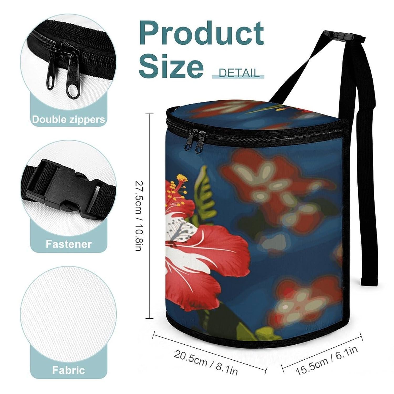 Hawaii Flower Car Trash Can with Lid Leak-Proof Waterproof Hanging Car Garbage Bag Detachable Multipurpose Trash Bin Portable Travel Cars Trash Bag for Cars SUV Truck RV