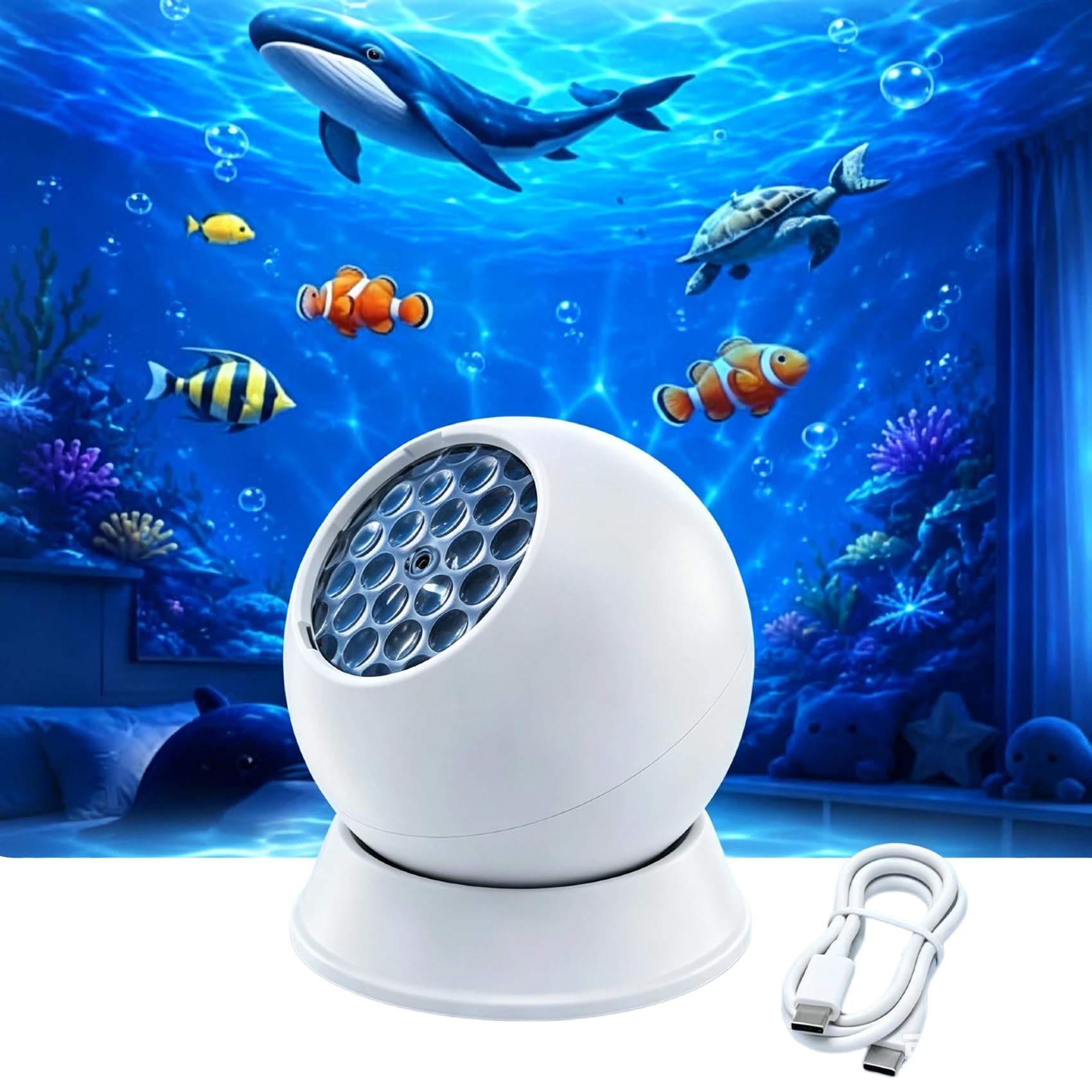 360° Dynamic Rotating LED Ocean Wave Night Projector Light (Ocean)