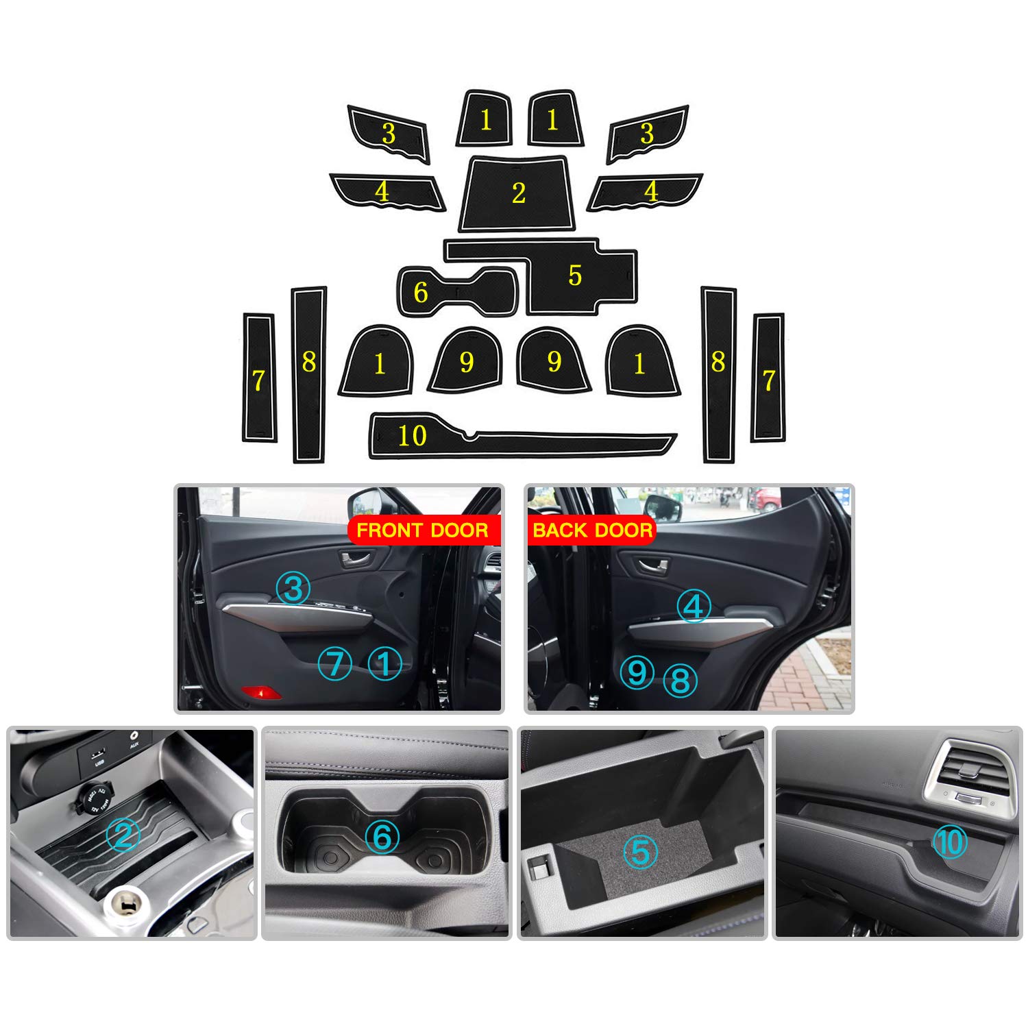 ZoZoMaiy Organisateur Console Centrale SsangYong Tivoli 2015-2020 – Rangement Antidérapant, Compartiments Pratiques