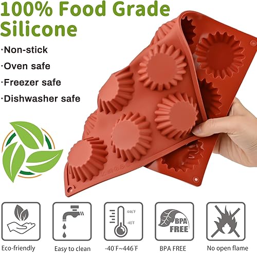 Miniatura 3 de JOERSH 2 moldes de caramelo de chocolate de 12 tazas, molde grande para taza de mantequilla de maní, mini sartén de silicona para chocolate,