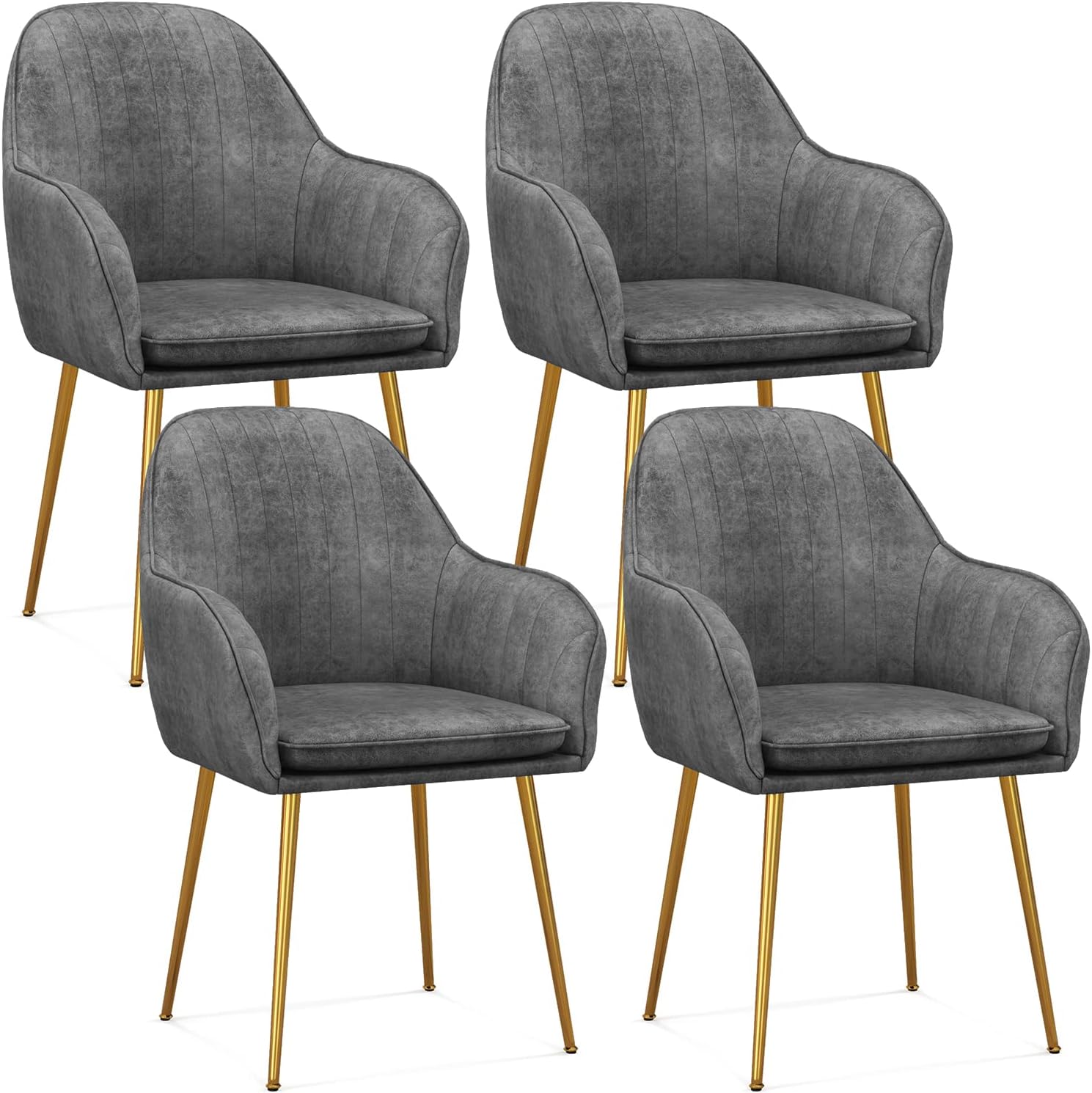 Amazon.com - Giantex Modern Dining Chairs Set of 4 - Upholstered Arm ...