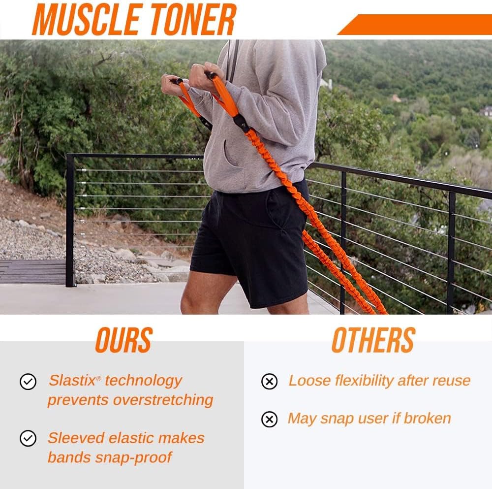Stroops Slastix Toner Resistance Bands with Handles | Safe Sleeve Exercise Bands for Strength Training, Full Body Workouts, and Home Gym Fitness