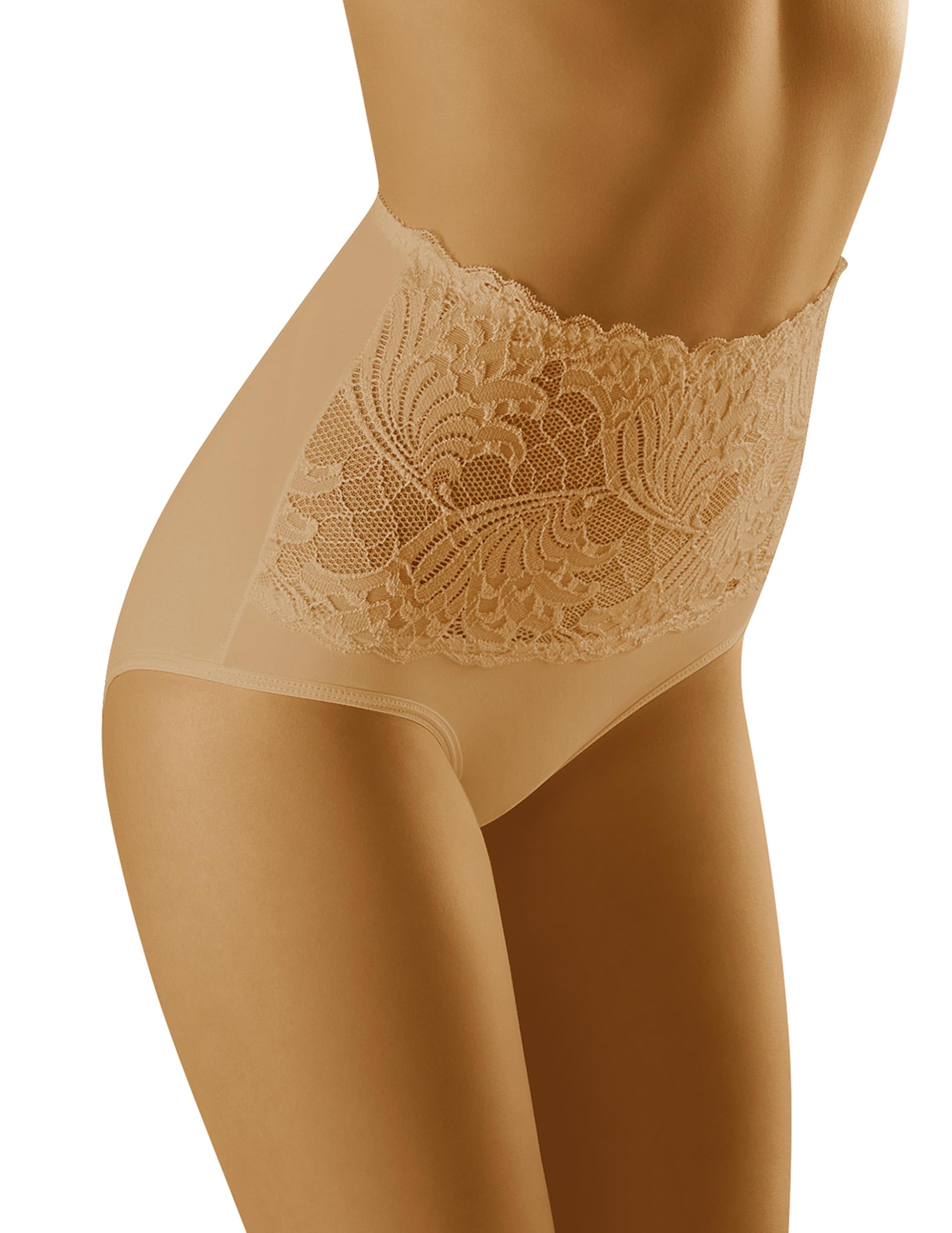 Wolbar Women's Sexy Shapewear Briefs Lace Panties High Waist WB207, Beige,2XL