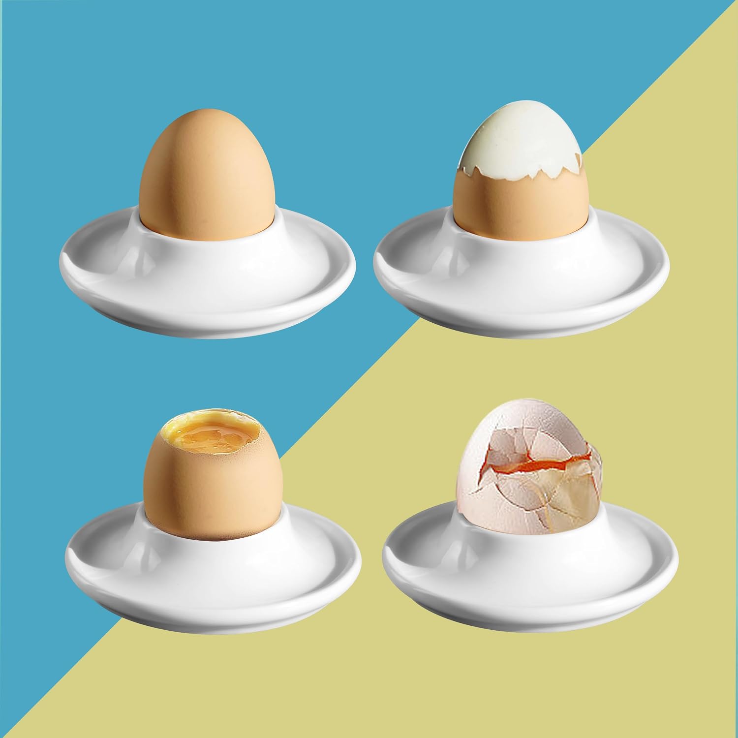 Cinf Ceramic Egg Cups, Gift Set of 4, Boiled Egg Holders for Breakfast
