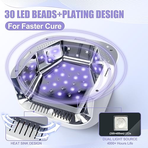 Miniatura 4 de NXJ INFILILA Lámpara de uñas recargable, lámpara de uñas LED UV inalámbrica, lámpara de uñas inalámbrica, luz UV profesional de 54 W para uñas de