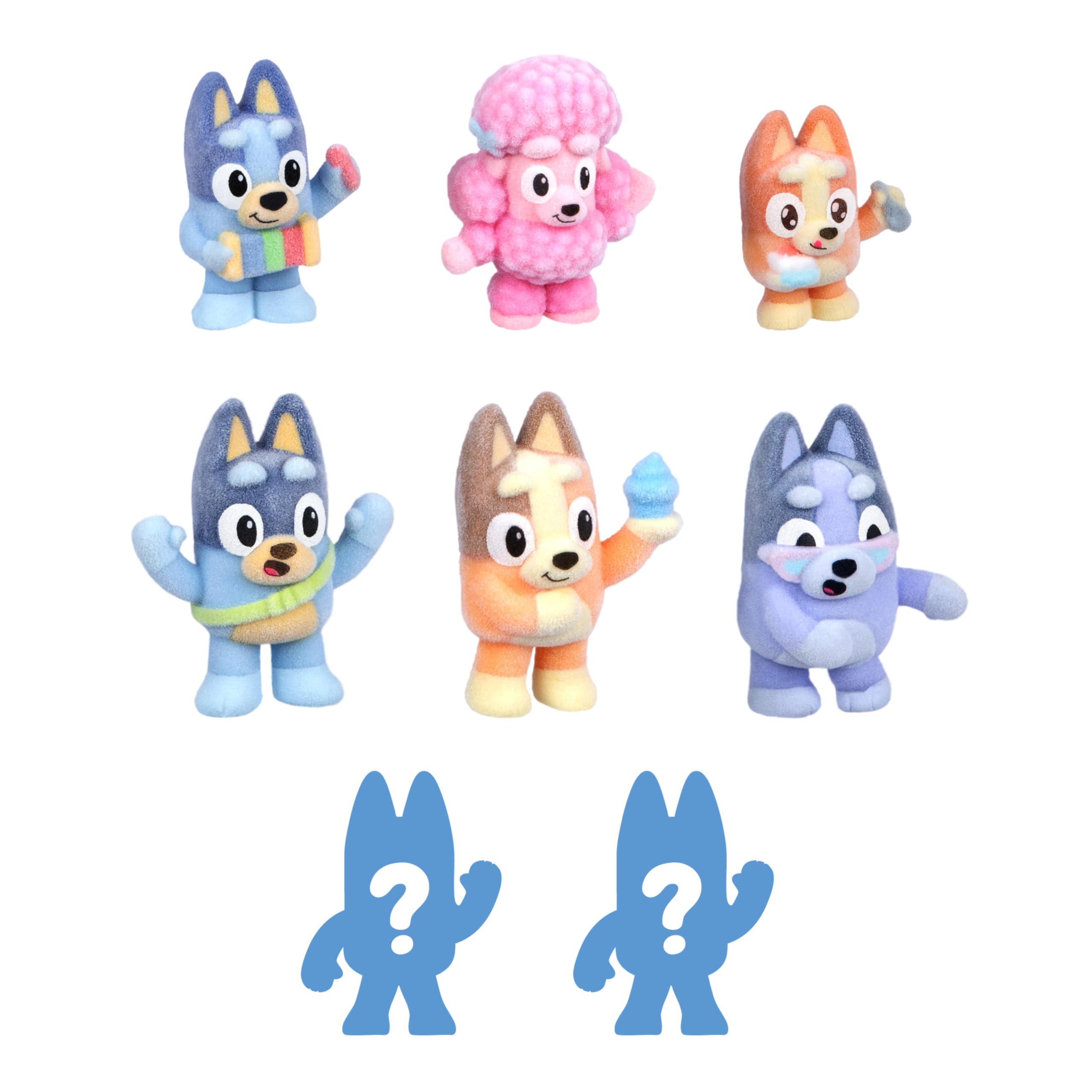 Amazon.com: Bluey Fuzzies Deluxe 8 Figure Pack, 6 Mini-Figures + 2