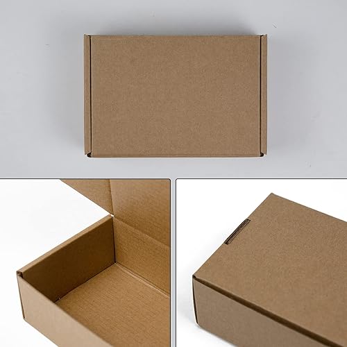 Miniatura 56 de Cajas de envío de 6 x 6 x 2 pulgadas, paquete de 25 cajas de cartón corrugado marrón para pequeñas empresas, embalaje y correo Marrón,Blanco