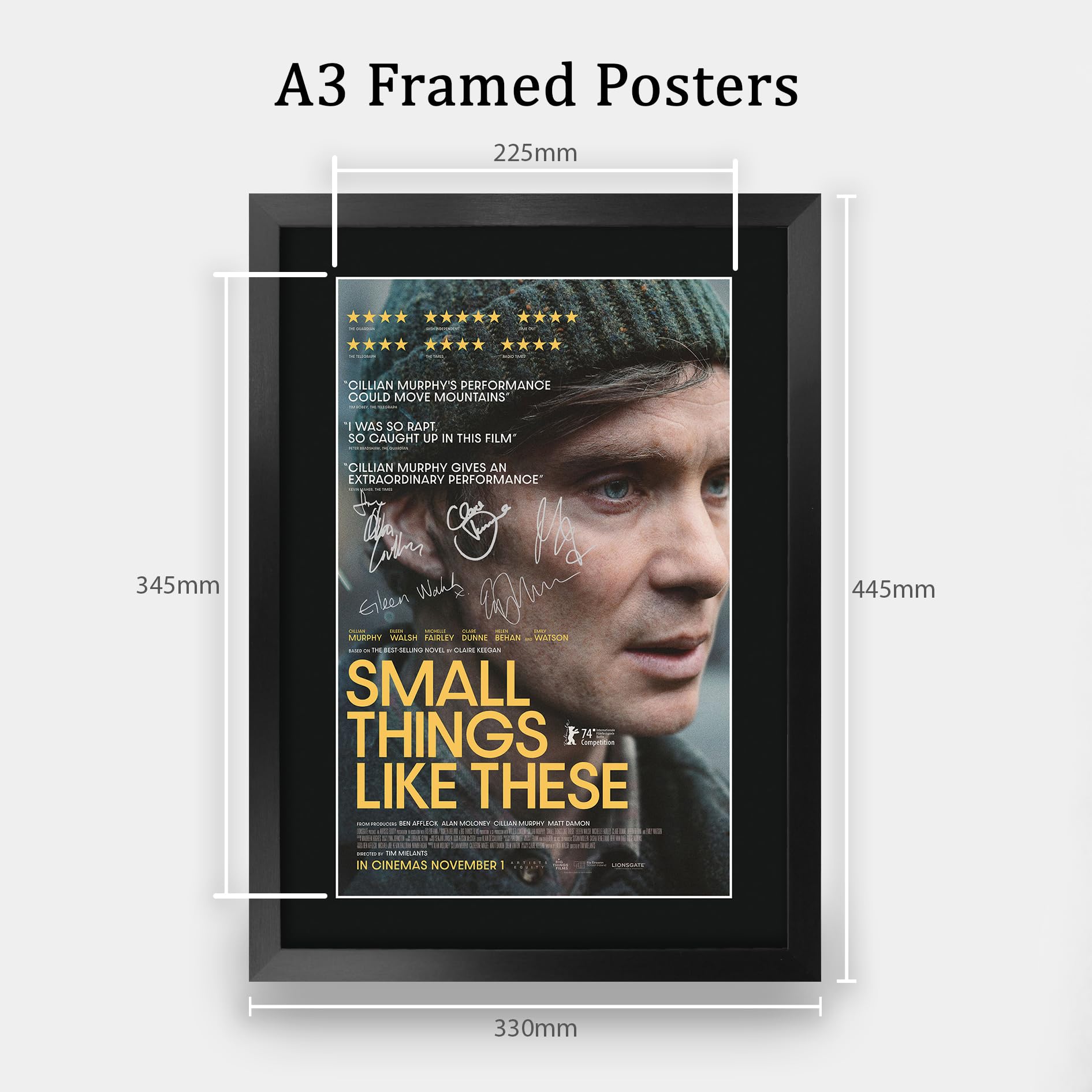 HWC Trading Small Things Like These Cillian Murphy Geschenke Geduckter Poster Signiertes Autogramm Foto für Fans von Film Memorabilien - A3 Gerahmt