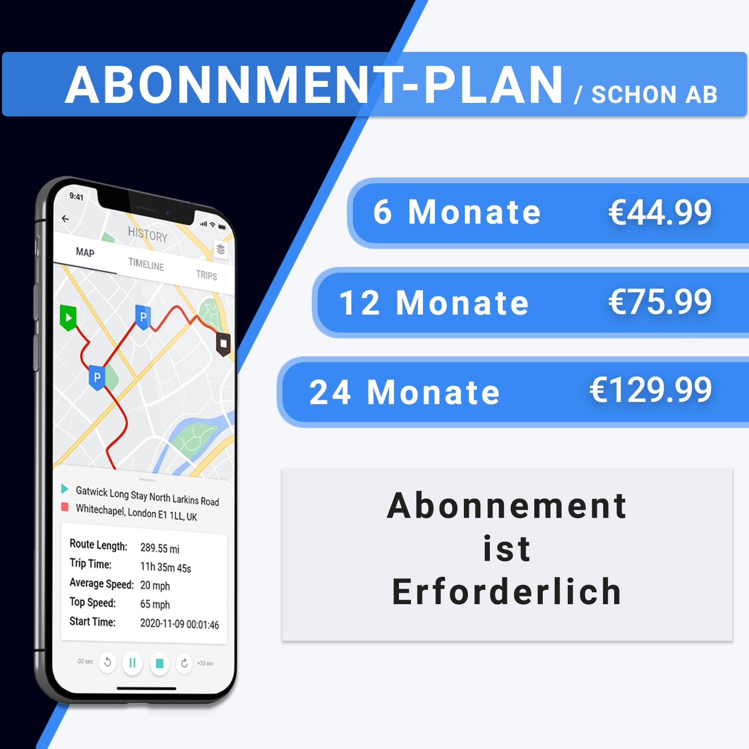 GPSLive 104 Pro,Tracker GPS magnétique,Pour voiture, camping-car, voiture,Installation facile,Suivi en direct avec application,Pas de SIM nécessaire,Transmetteur GPS de voiture GPS,Tracker GPS