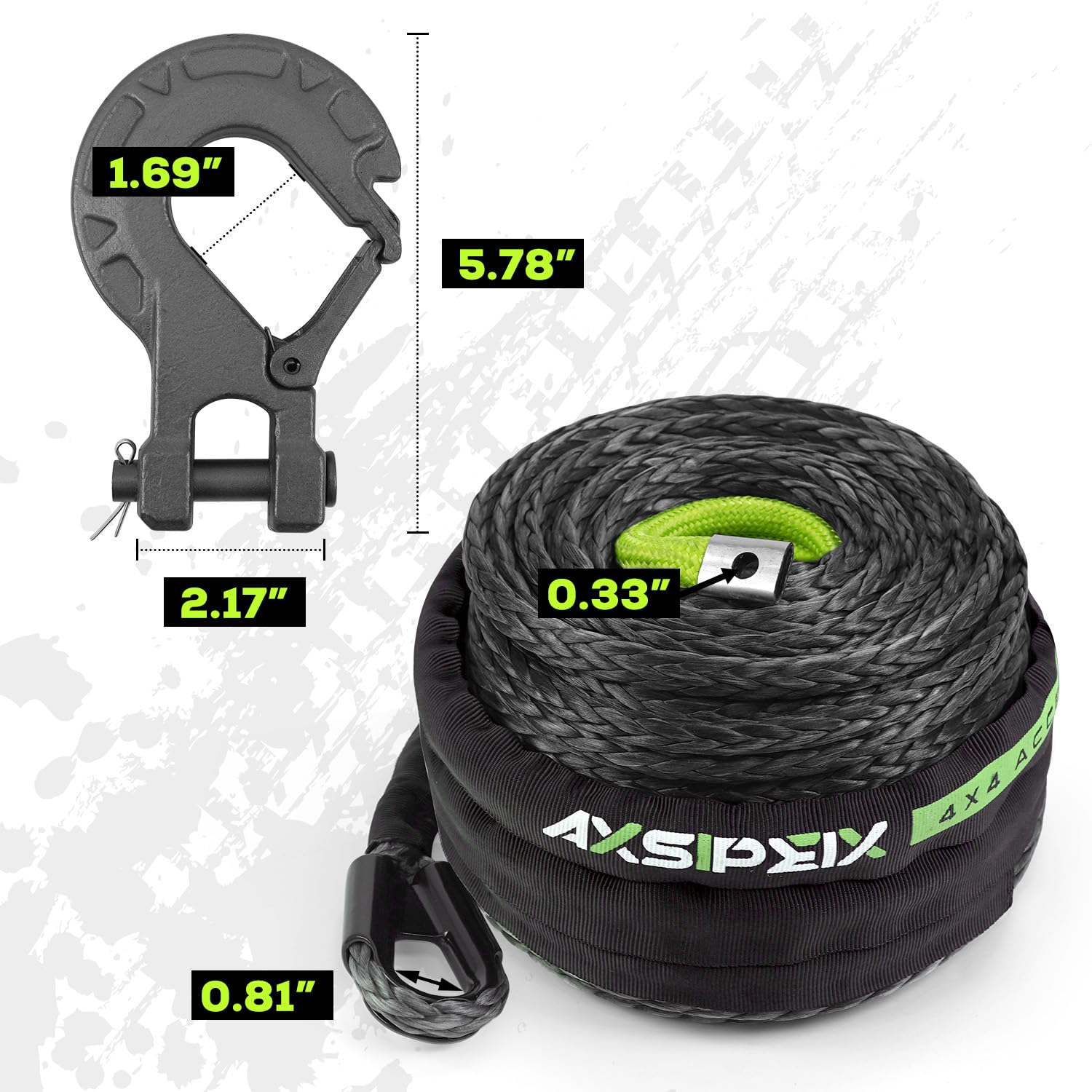 Amazon.co.jp: AXSIPEIX 合成ウインチロープケーブルキット 1/2インチ