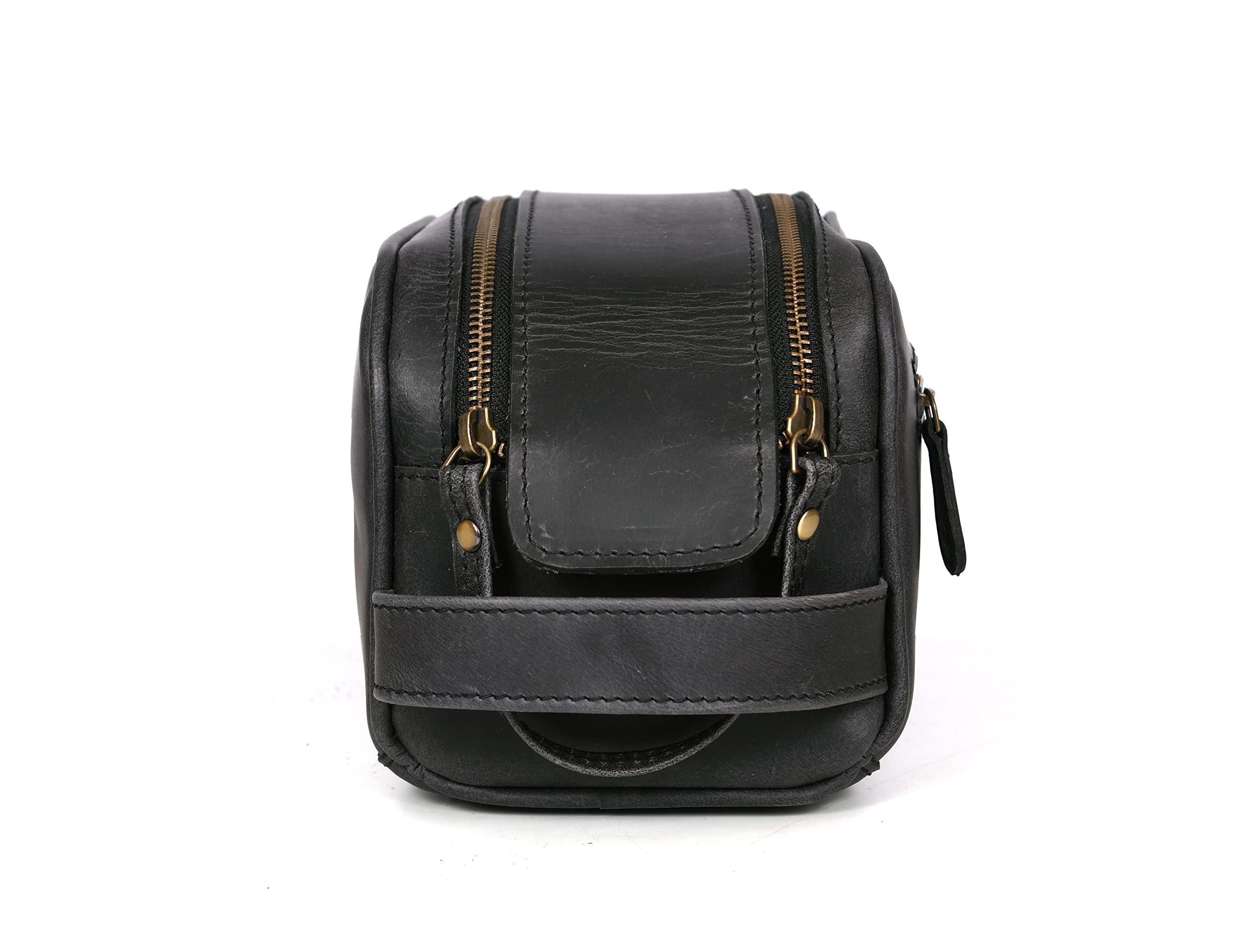 Aaron Leather Goods 10-Inch Genuine Buffalo Leather Toiletry Travel Pouch