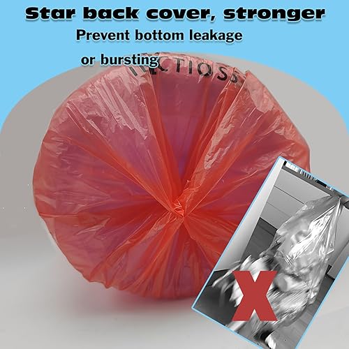 Miniatura 5 de Bolsas de basura de riesgo biológico de 10 galones, 20 unidades, con símbolo de peligro, desechables, peligrosas, para eliminación de residuos