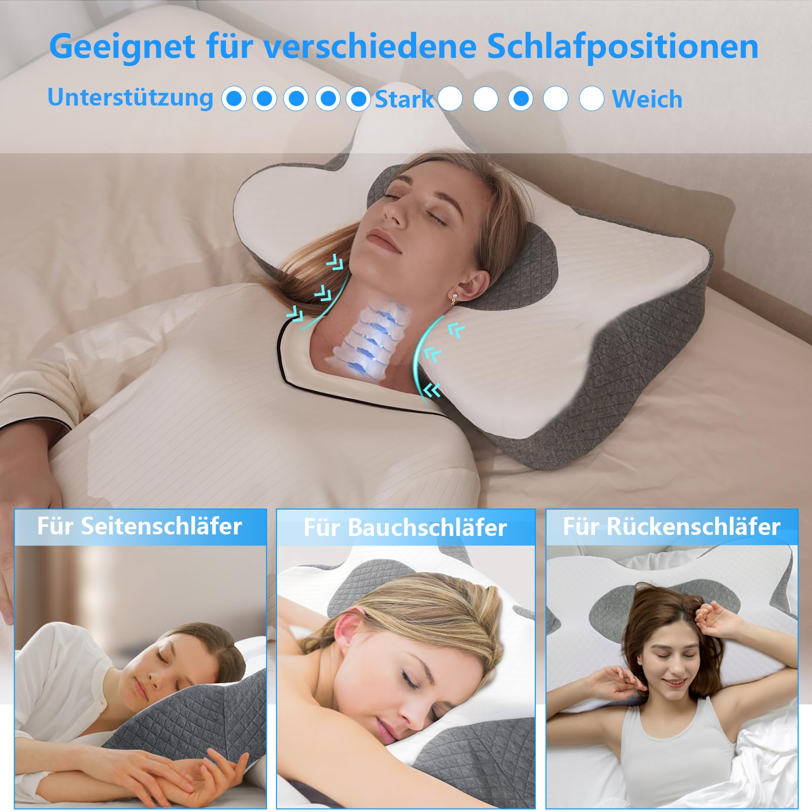 Orthopädisches Kissen Antischnarchkissen Memory Foam Seitenschläfer Rückenschläfer