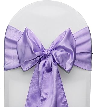 YOUR CHAIR COVERS - Satin Sashes Lavender Pack of 10, Chair Sashes for Weddings, Events, Hotels and Catering Services