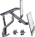 monTEK Sleek Aluminum Dual Monitor Arm Desk Mount for 17-35" Screens | Mechanical spring, tension indicator, full motion, VESA 75/100 compatibility, clamp/grommet bases and cable routing