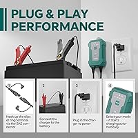 Vista 9 de Cargador de goteo para batería de motocicleta, cargador de batería inteligente de 2 A, mantenedor para 6 V, 12 V, plomo ácido y litio, Plug and Play