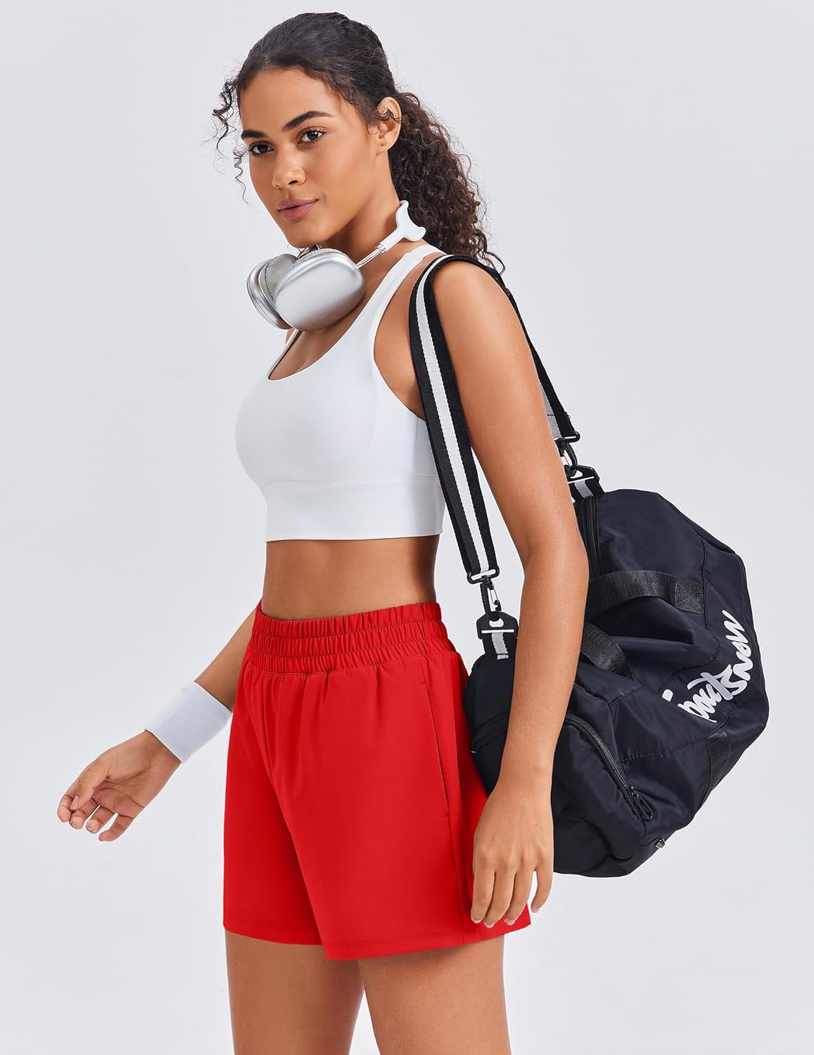 PINSPARK Women's 2 in 1 Running Shorts Quick Dry 2.5" Athletic Shorts High Waisted Workout Shorts with 4 Pockets - Image 6