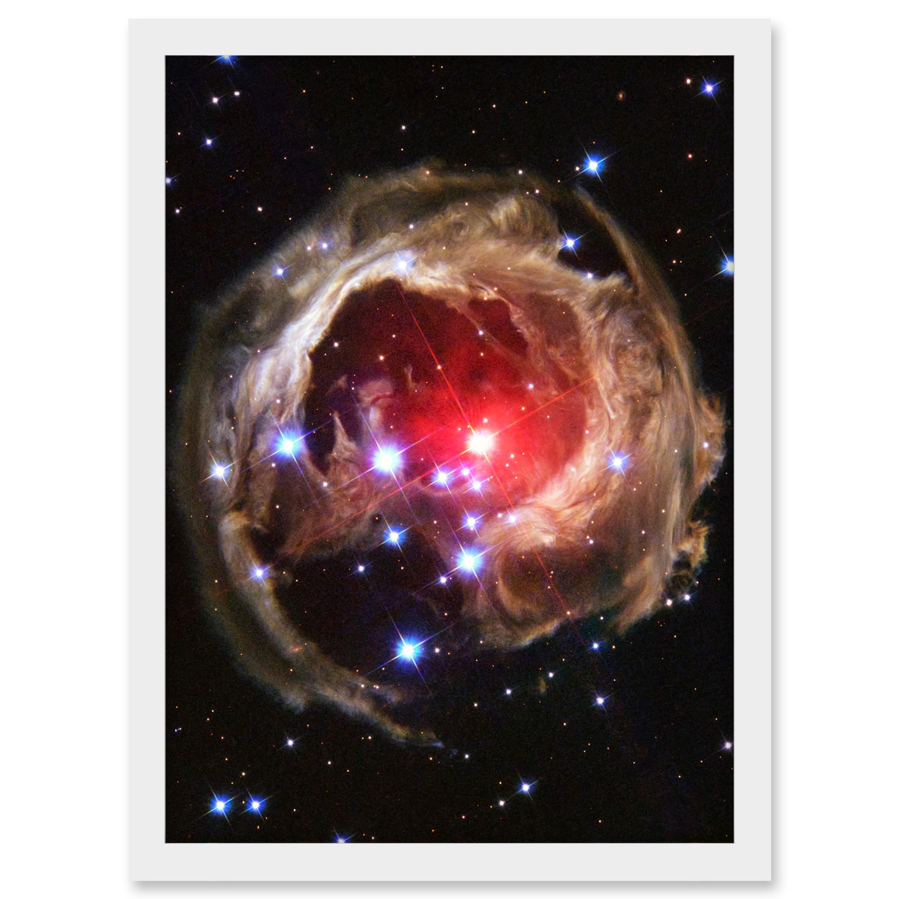 Artery8 Hubble Space Telescope Image Light Echo Illuminates Dust Spiral Around Red Supergiant Star V838 Monocerotis Explosion Artwork Framed A3 Wall Art Print