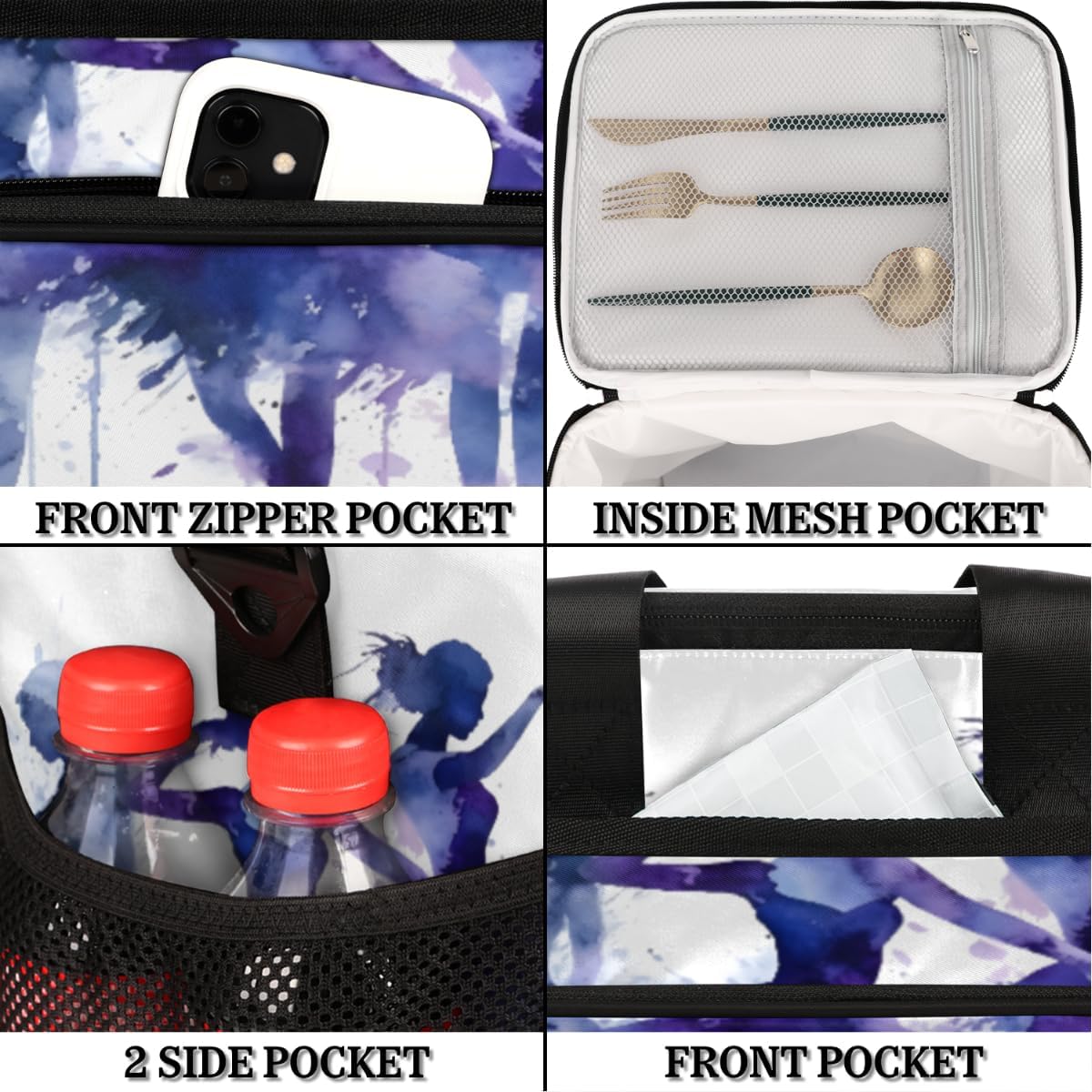 Woman Insulated Picnic Backpack Lunch Box for Women Men Picnic Basket Tote Lunch Bag Picnic Bag Portable Lunch Bags for Picnic, Beach, Work, Trip,Office, Camp Dancing Woman