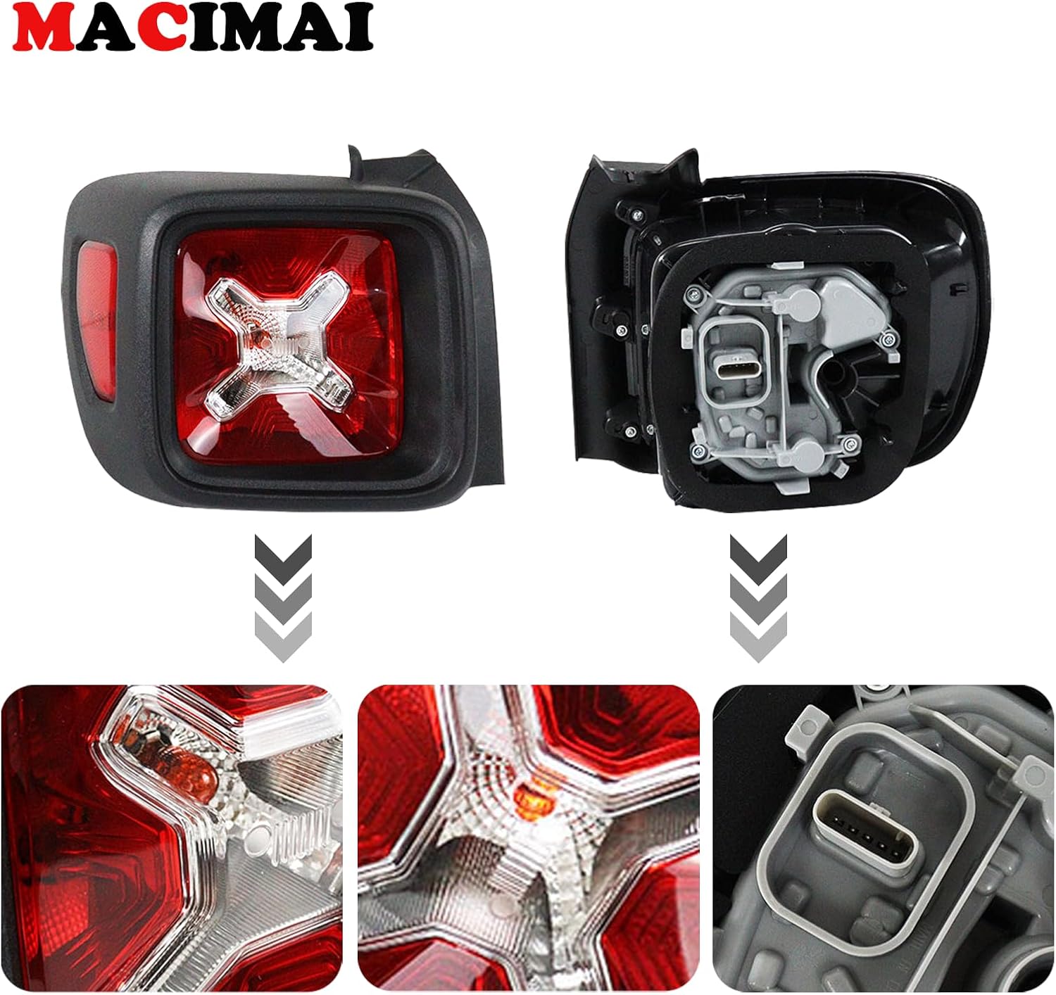 Right LED Tail Light for Jeep Renegade 2014 2015 2016 2017 2018 51953119 51953120 Black